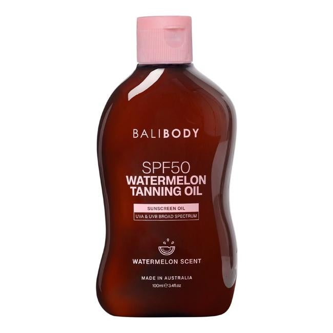 Pasermelon Tanning Oil SPF 50 por el cuerpo de Bali. Precio: 30 euros